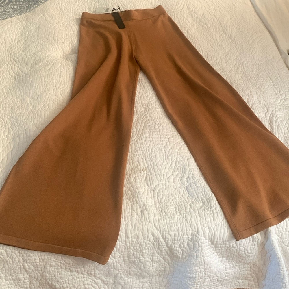 Knit wide leg pants